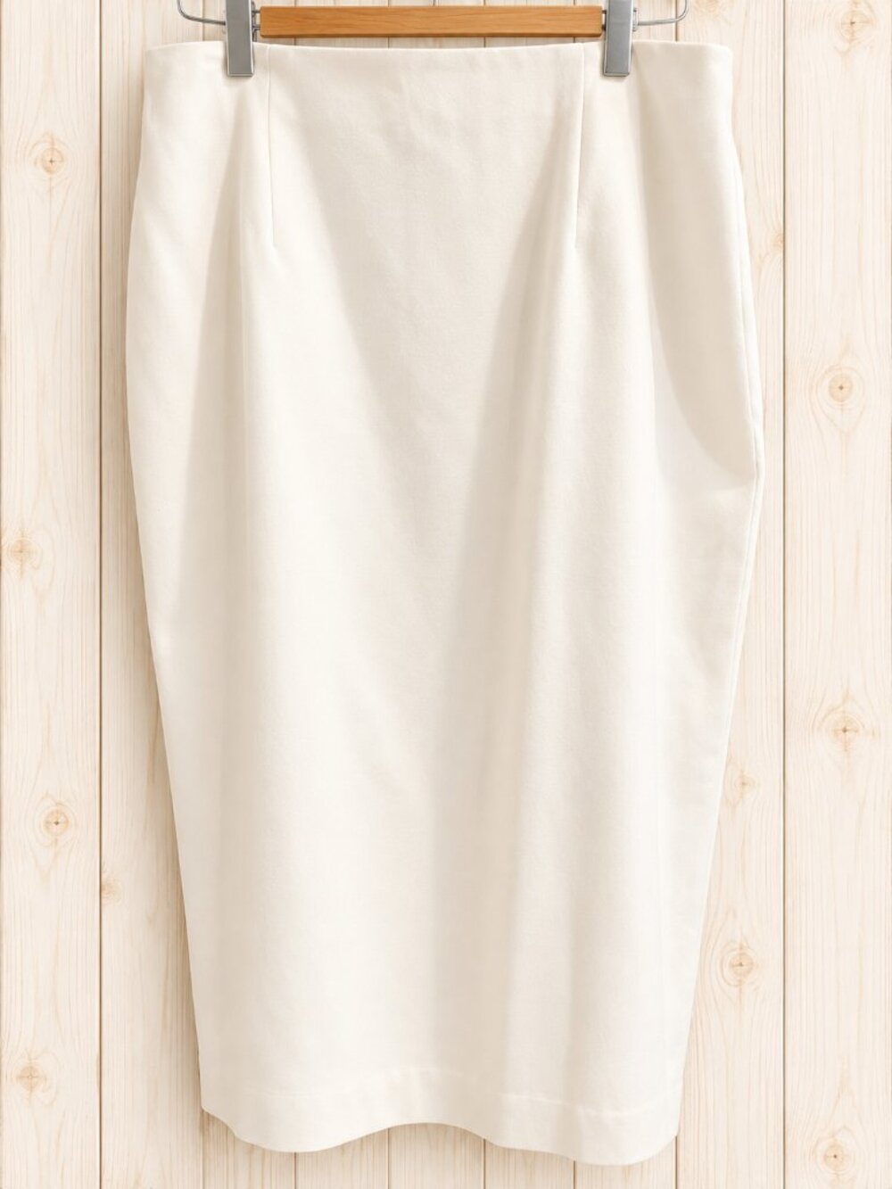 Vintage 90s Rena Rowan 100% Wool Lined Maxi Column Skirt, Cream